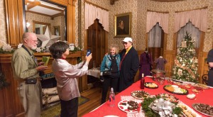 Karolyn Grimes and Jimmy Hawkins pose for photos at the Welcome Reception hosted by the Seneca Falls Historical Society.  Photo by Henry Law 