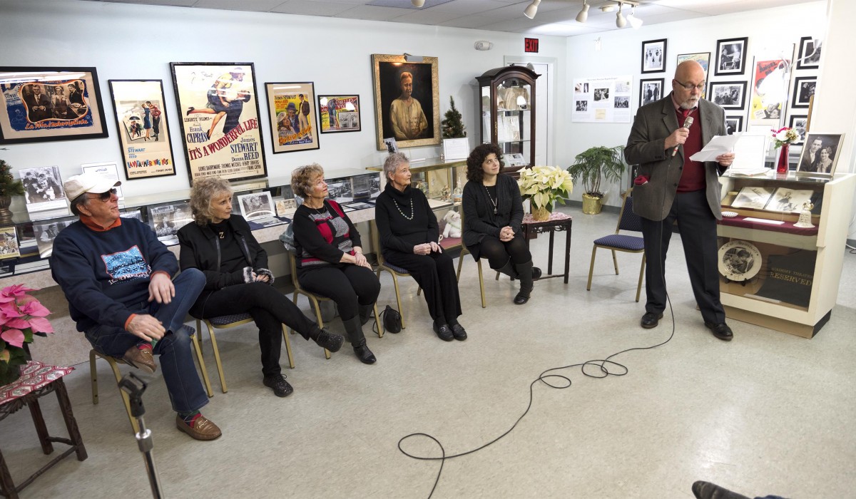 Town Supervisor Greg Lazzaro welcomes special guests and other visitors to Seneca Falls during a Press Conference at The Seneca Falls It's a Wonderful Life Museum.  Photo by Henry Law
