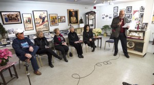 Town Supervisor Greg Lazzaro welcomes special guests and other visitors to Seneca Falls during a Press Conference at The Seneca Falls It's a Wonderful Life Museum.  Photo by Henry Law