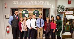 Carol Coombs (Janie Bailey) with students in at the New York Chiropractic College prior to the Preview Dinner on December 8.  Photo by Henry Law