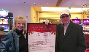 Karolyn Grimes and Jimmy Hawkins share their experiences in making "It's a Wonderful Life" at a special Holiday Kick-Off Meet and Greet at Del Lago Resort & Casino, prior to the showing of "It's a Wonderful Life" in The Vine.  Photo by Anwei Law